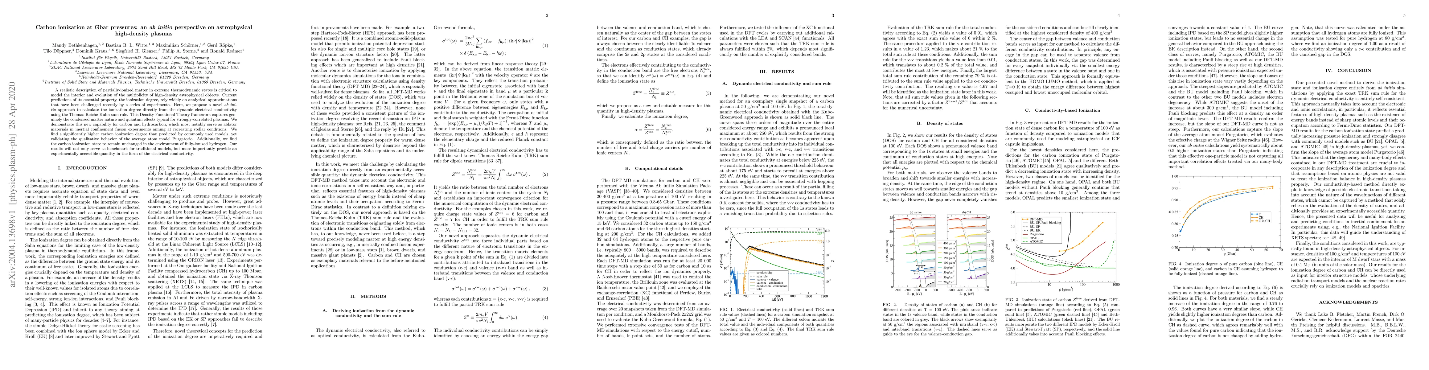 Thumbnail for Carbon ionization at Gbar pressures: an ab initio perspective on
  astrophysical high-density plasmas