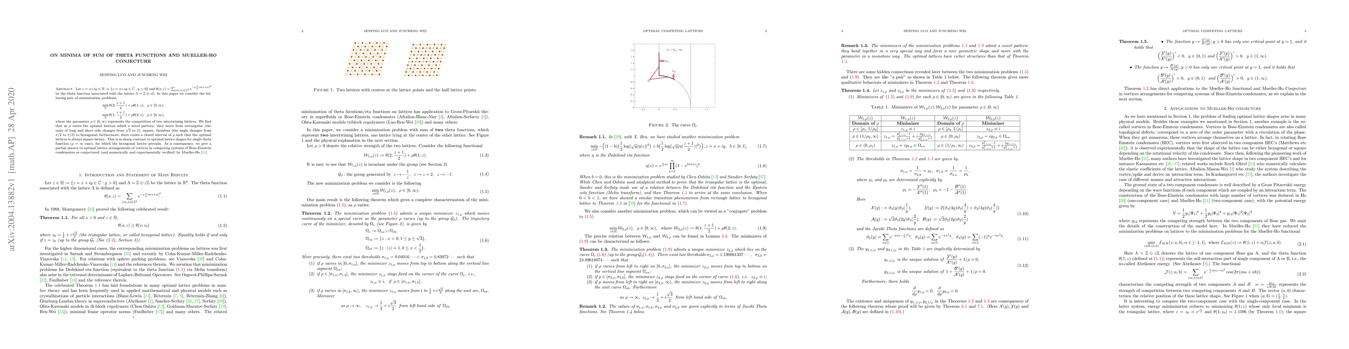 Thumbnail for On minima of sum of theta functions and Mueller-Ho Conjecture