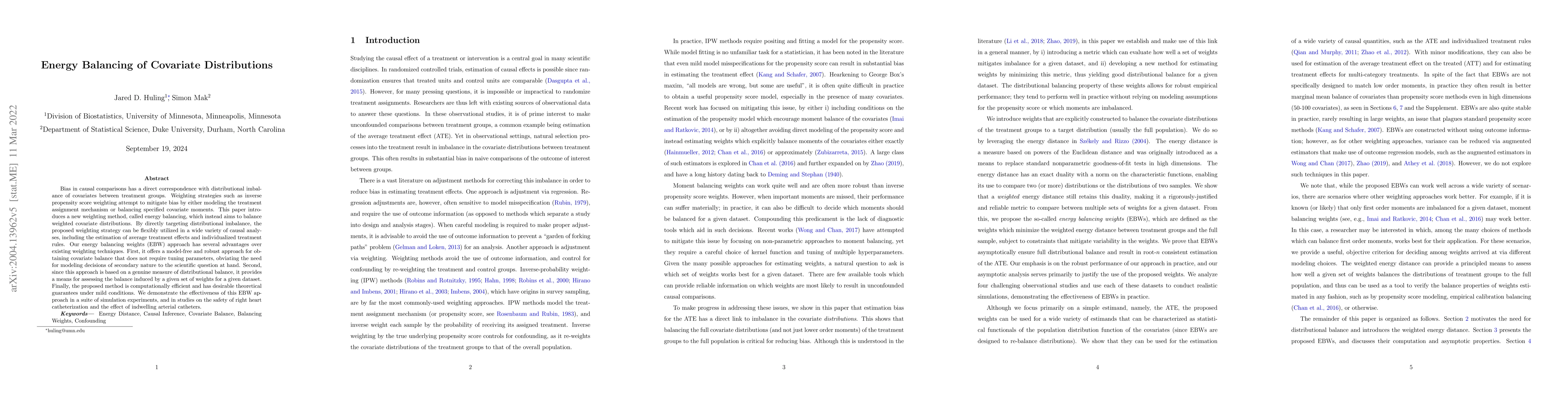 Thumbnail for Energy Balancing of Covariate Distributions