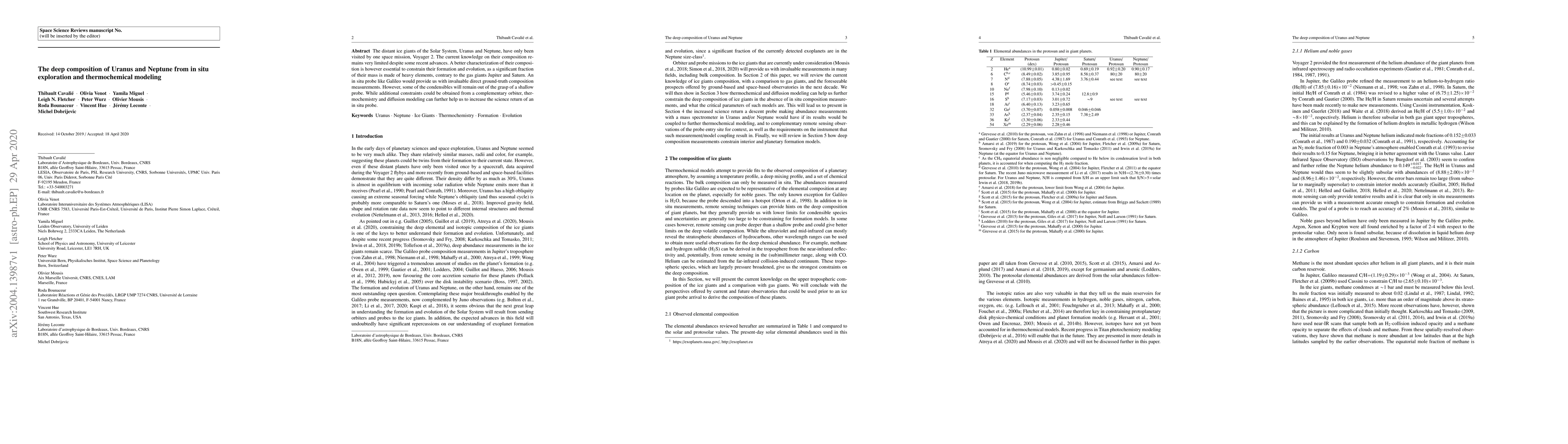 Thumbnail for The deep composition of Uranus and Neptune from in situ exploration and
  thermochemical modeling