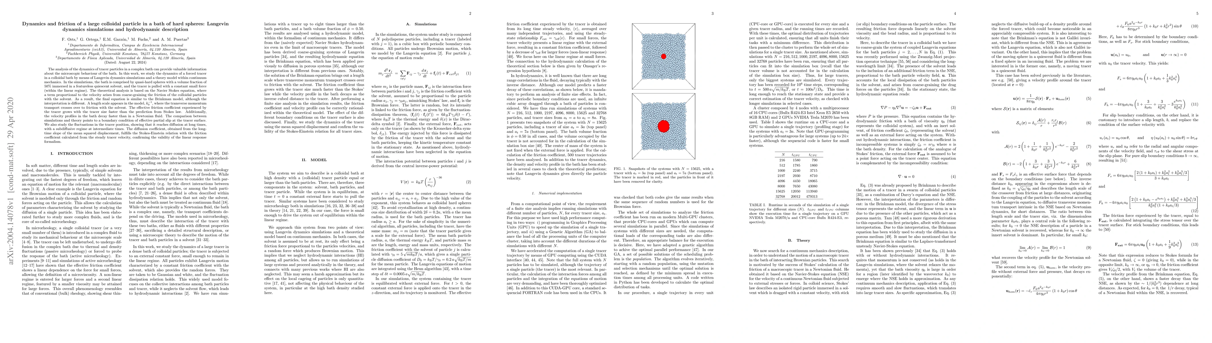 Thumbnail for Dynamics and friction of a large colloidal particle in a bath of hard
  spheres: Langevin dynamics simulations and hydrodynamic description