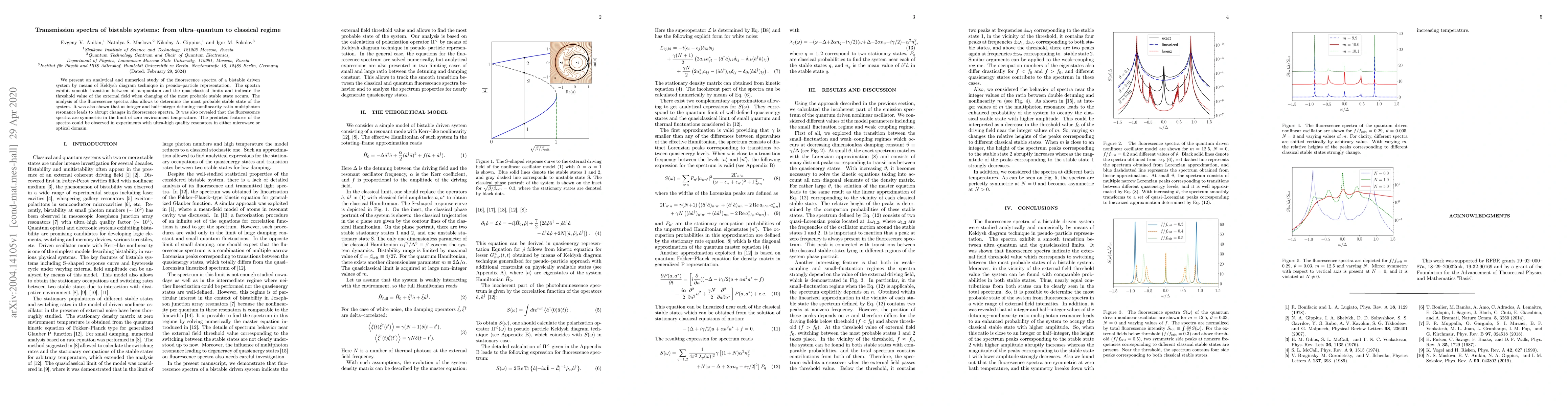 Thumbnail for Transmission spectra of bistable systems: from ultra-quantum to
  classical regime