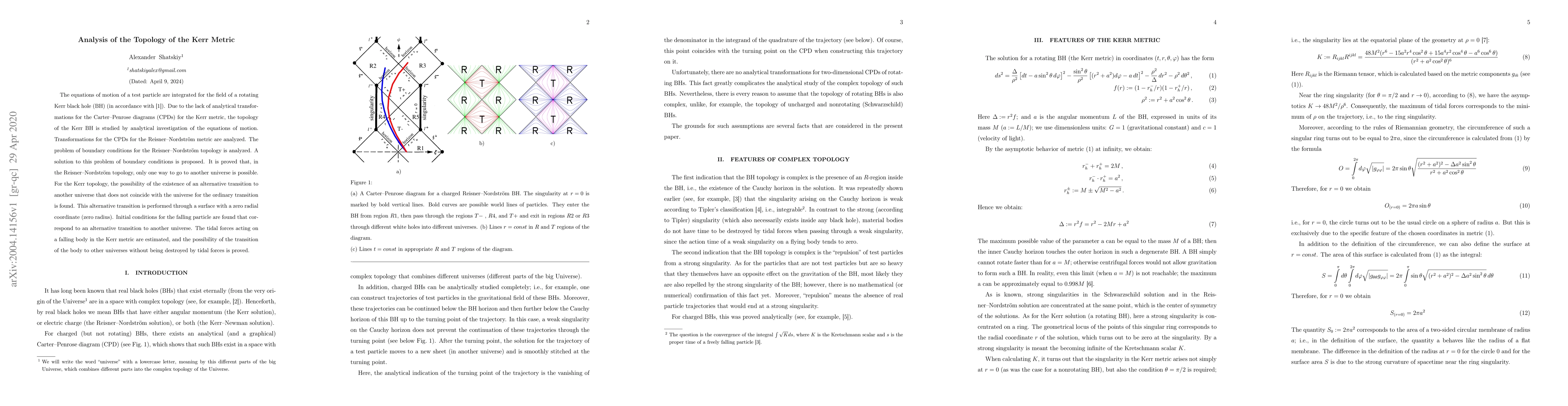 Thumbnail for Analysis of the Topology of the Kerr Metric