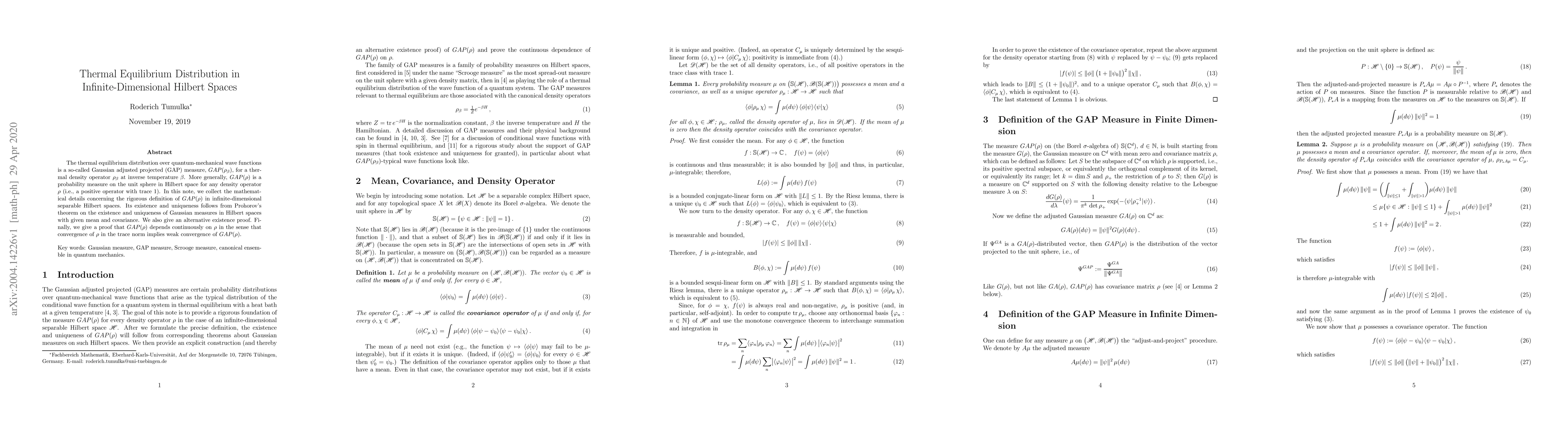 Thumbnail for Thermal Equilibrium Distribution in Infinite-Dimensional Hilbert Spaces