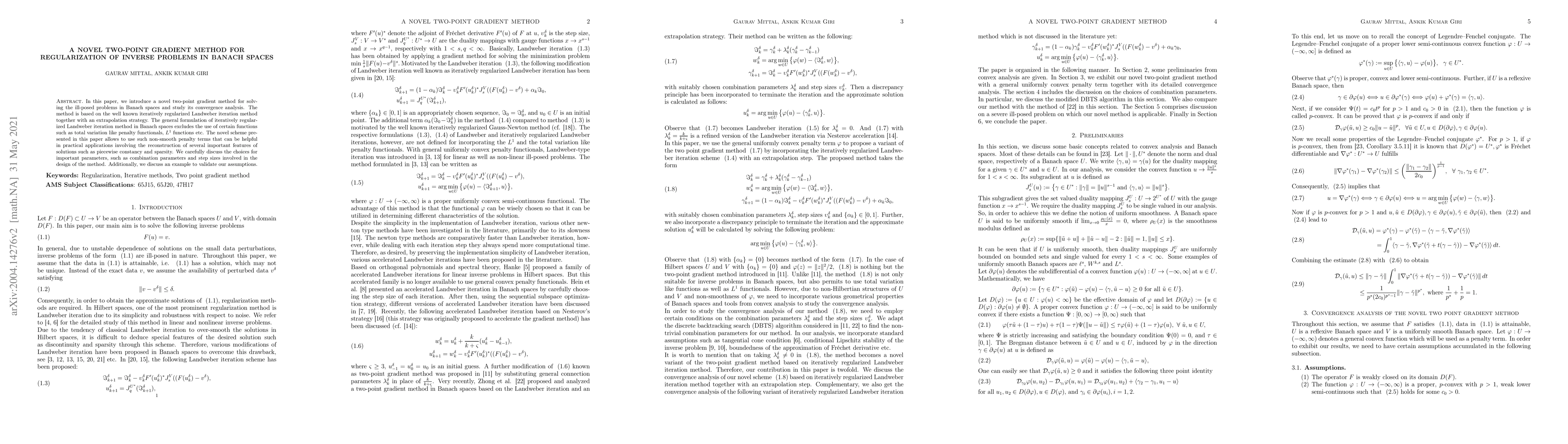 Thumbnail for A novel two-point gradient method for Regularization of inverse problems
  in Banach spaces