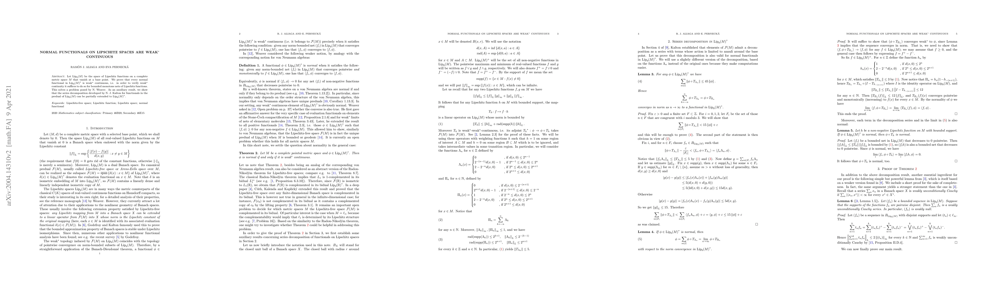 Thumbnail for Normal functionals on Lipschitz spaces are weak$^\ast$ continuous