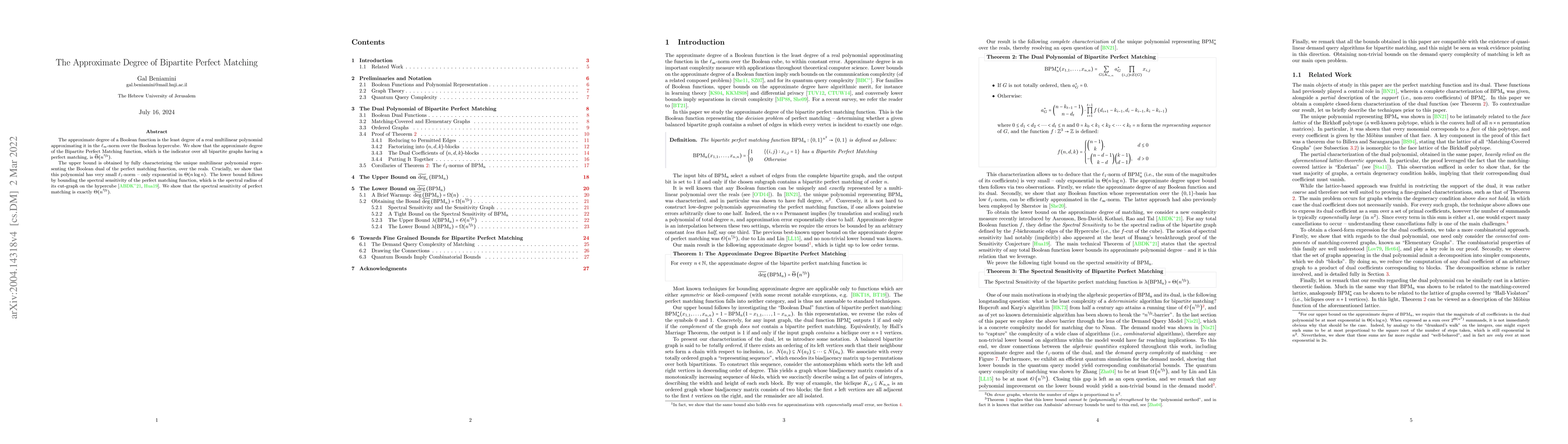 Thumbnail for The Approximate Degree of Bipartite Perfect Matching