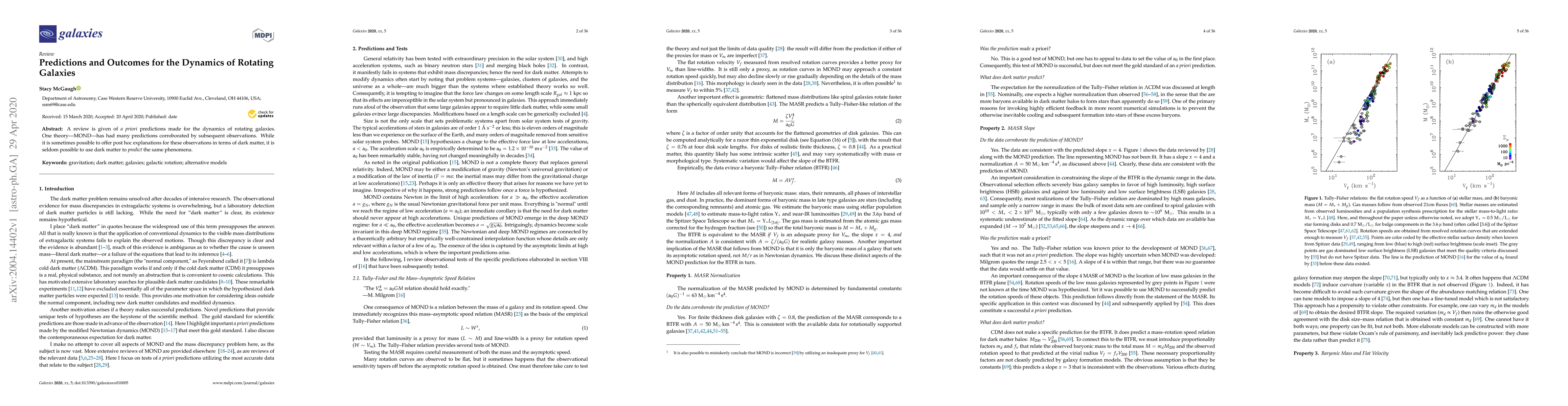 Thumbnail for Predictions and Outcomes for the Dynamics of Rotating Galaxies