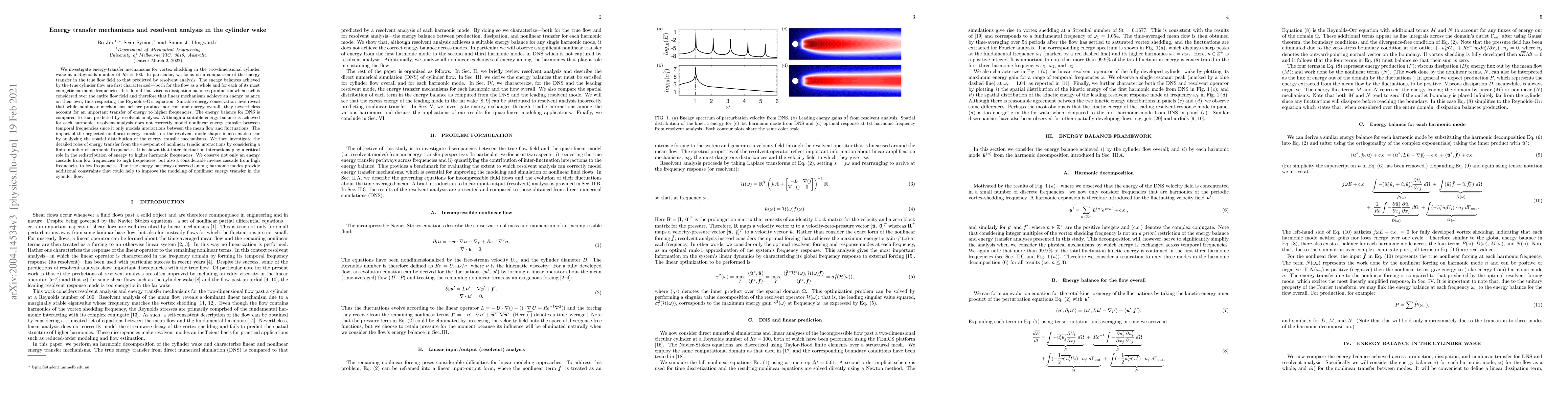 Thumbnail for Energy transfer mechanisms and resolvent analysis in the cylinder wake