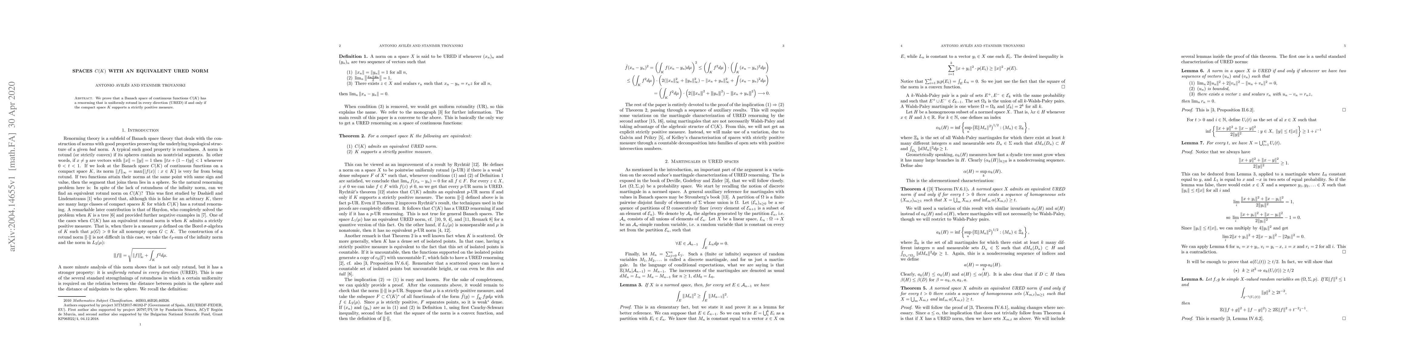 Thumbnail for Spaces C(K) with an equivalent URED norm