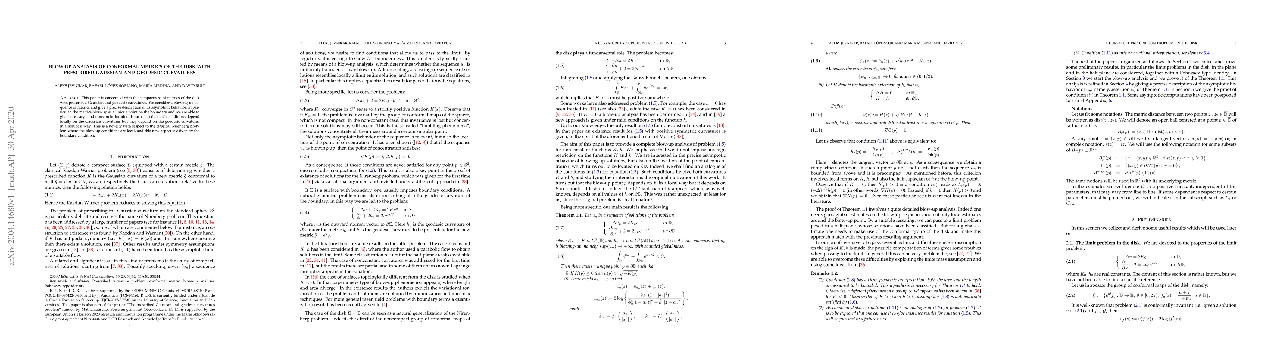 Thumbnail for Blow-up analysis of conformal metrics of the disk with prescribed
  Gaussian and geodesic curvatures