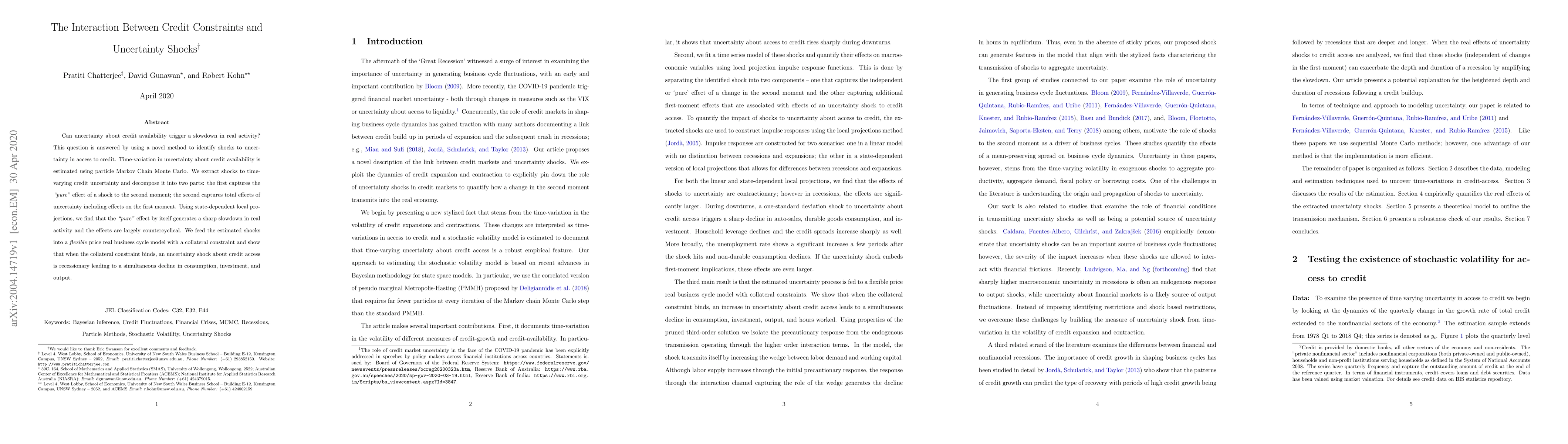 Thumbnail for The Interaction Between Credit Constraints and Uncertainty Shocks