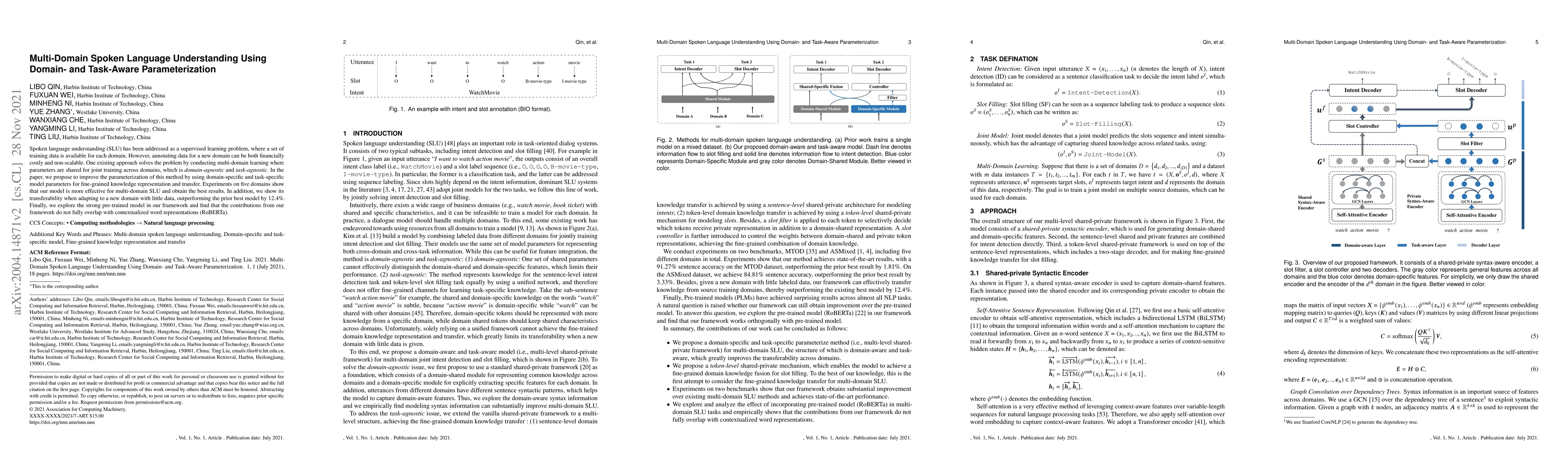 Thumbnail for Multi-Domain Spoken Language Understanding Using Domain- and Task-Aware
  Parameterization