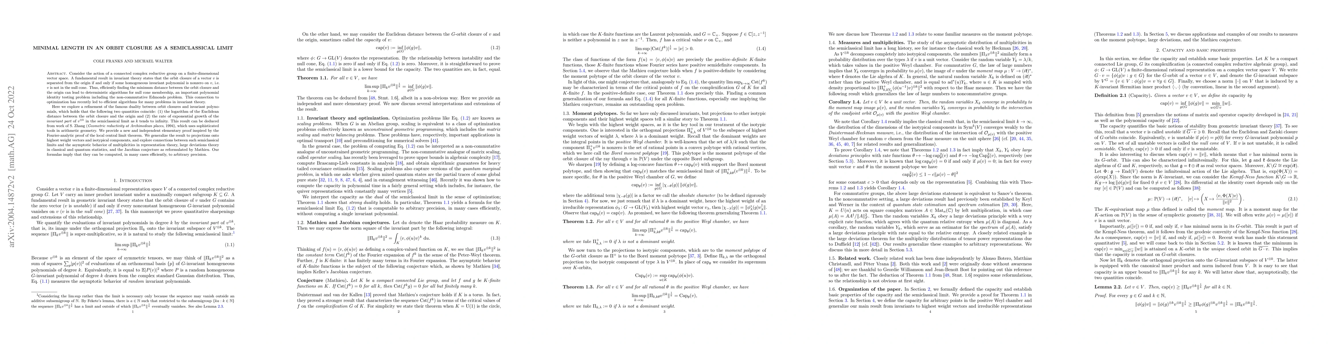 Thumbnail for Minimal length in an orbit closure as a semiclassical limit