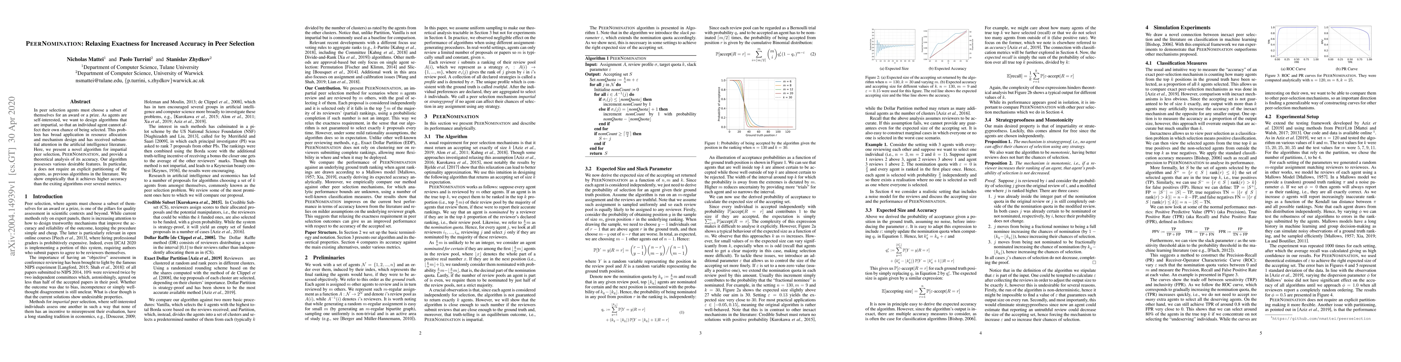 Thumbnail for PeerNomination: Relaxing Exactness for Increased Accuracy in Peer
  Selection