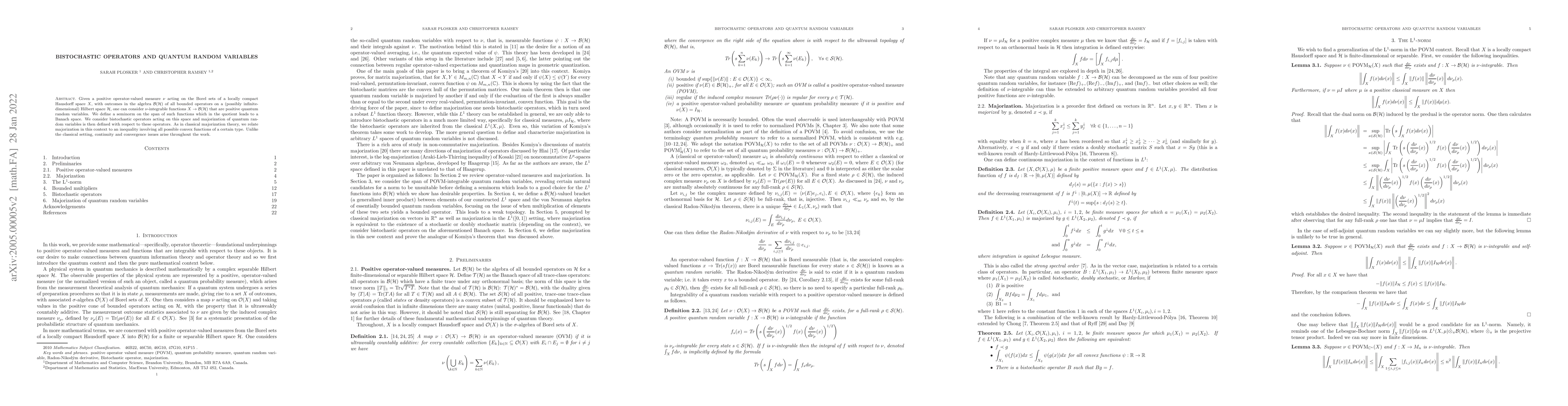 Thumbnail for Bistochastic operators and quantum random variables