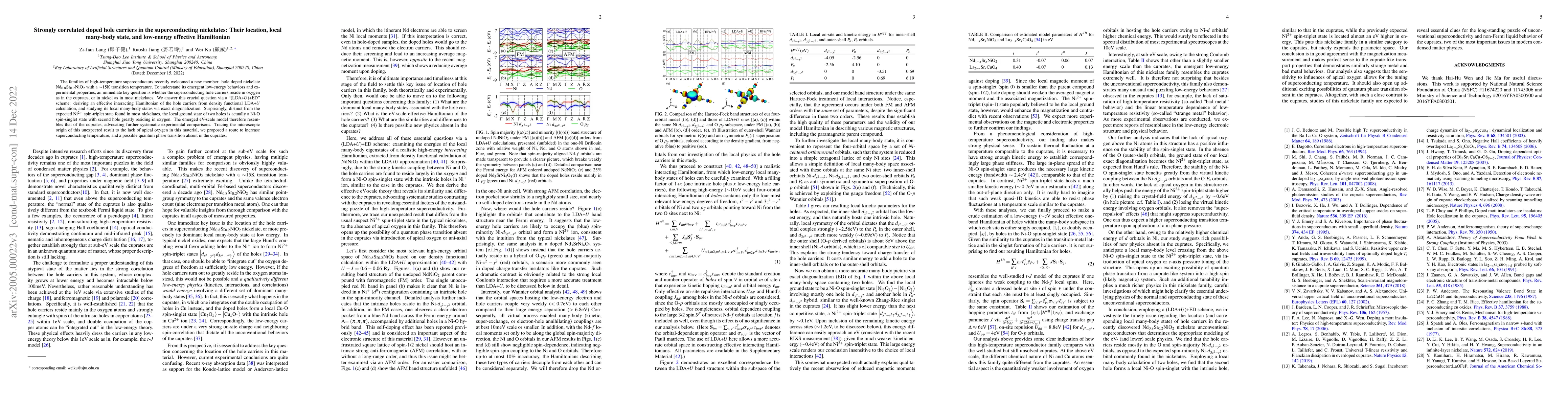 Thumbnail for Strongly correlated doped hole carriers in the superconducting
  nickelates: Their location, local many-body state, and low-energy effective
  Hamiltonian