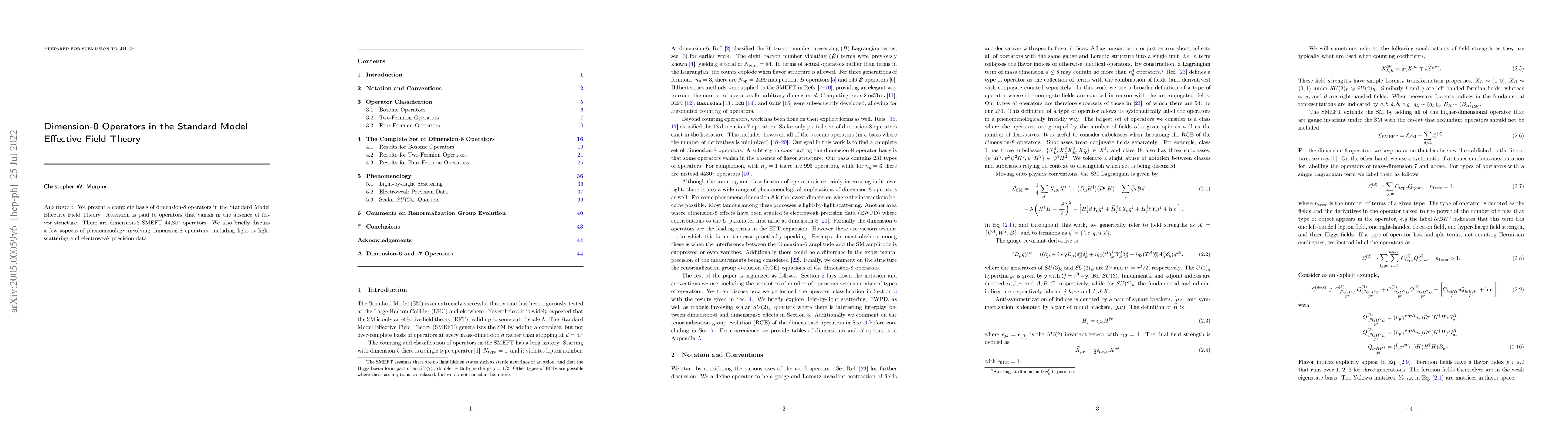 Thumbnail for Dimension-8 Operators in the Standard Model Effective Field Theory