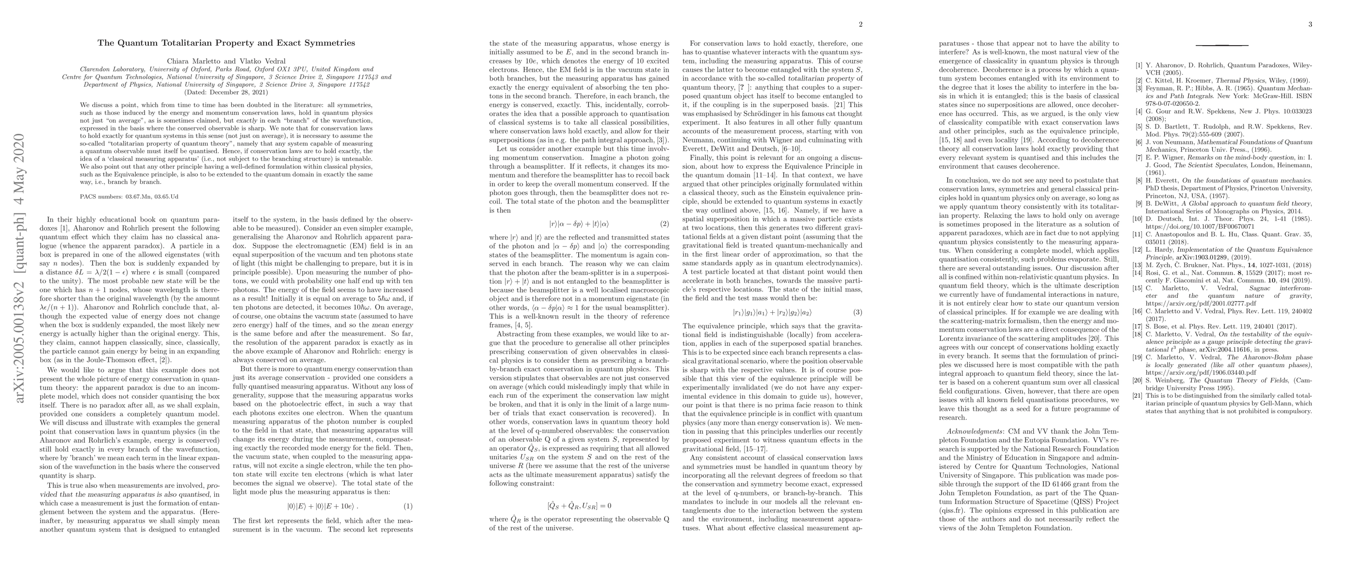 Thumbnail for The Quantum Totalitarian Property and Exact Symmetries