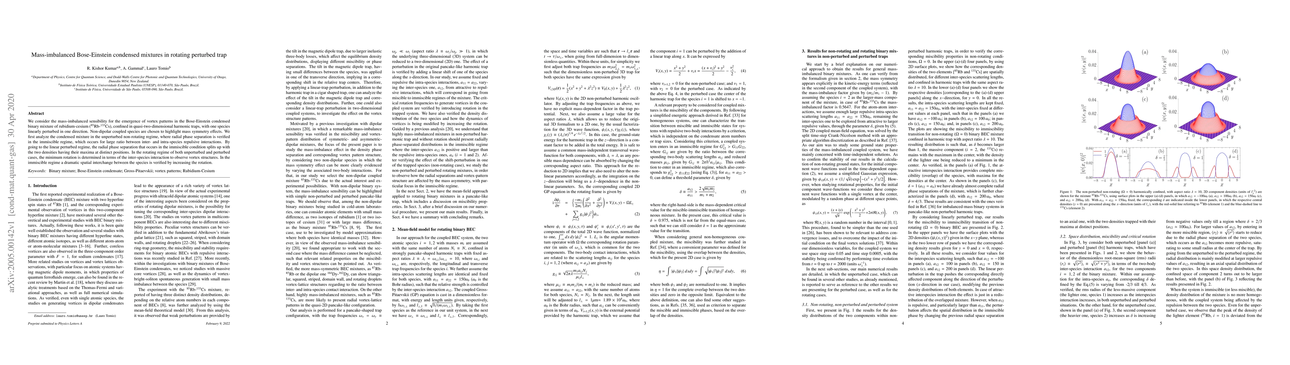 Thumbnail for Mass-imbalanced Bose-Einstein condensed mixtures in rotating perturbed
  trap