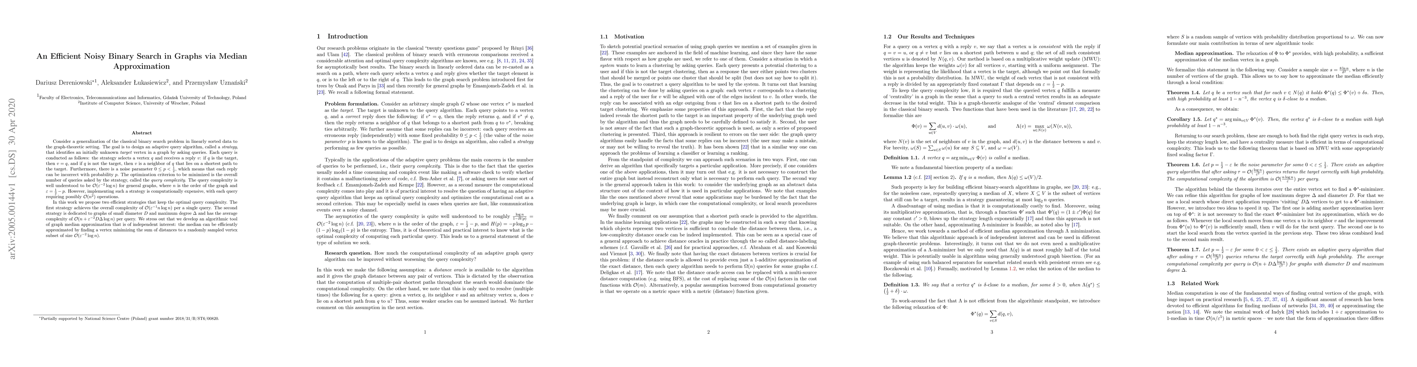 Thumbnail for An Efficient Noisy Binary Search in Graphs via Median Approximation
