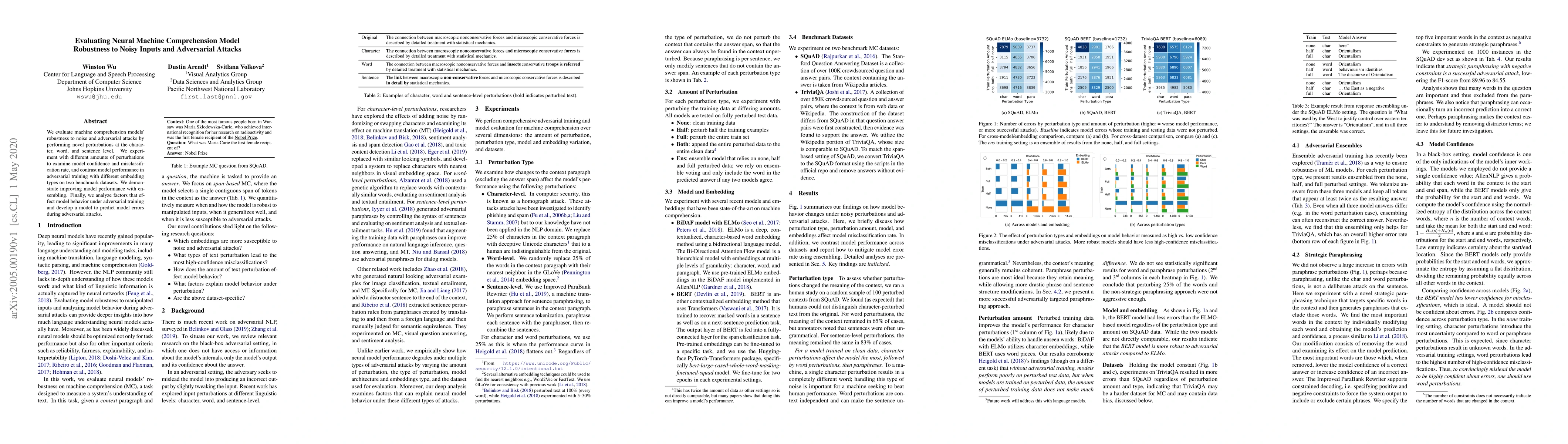 Thumbnail for Evaluating Neural Machine Comprehension Model Robustness to Noisy Inputs
  and Adversarial Attacks