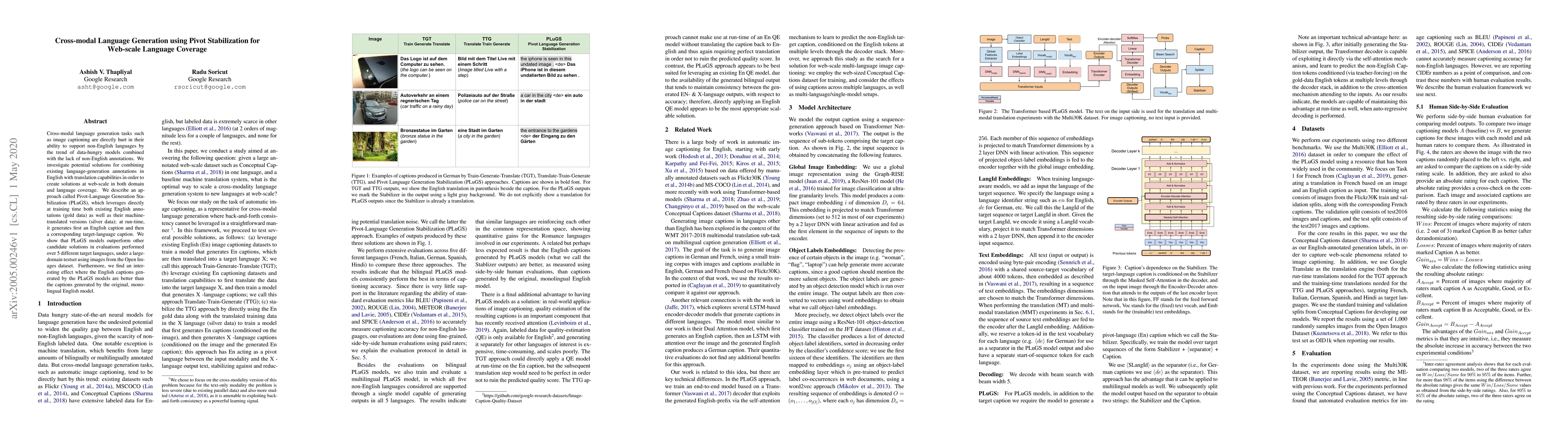 Thumbnail for Cross-modal Language Generation using Pivot Stabilization for Web-scale
  Language Coverage
