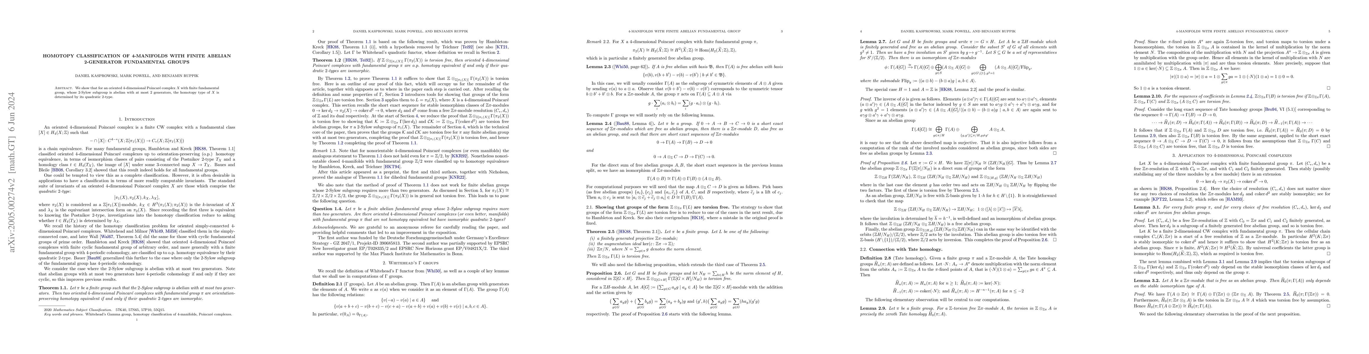 Thumbnail for Homotopy classification of 4-manifolds with finite abelian 2-generator
  fundamental groups