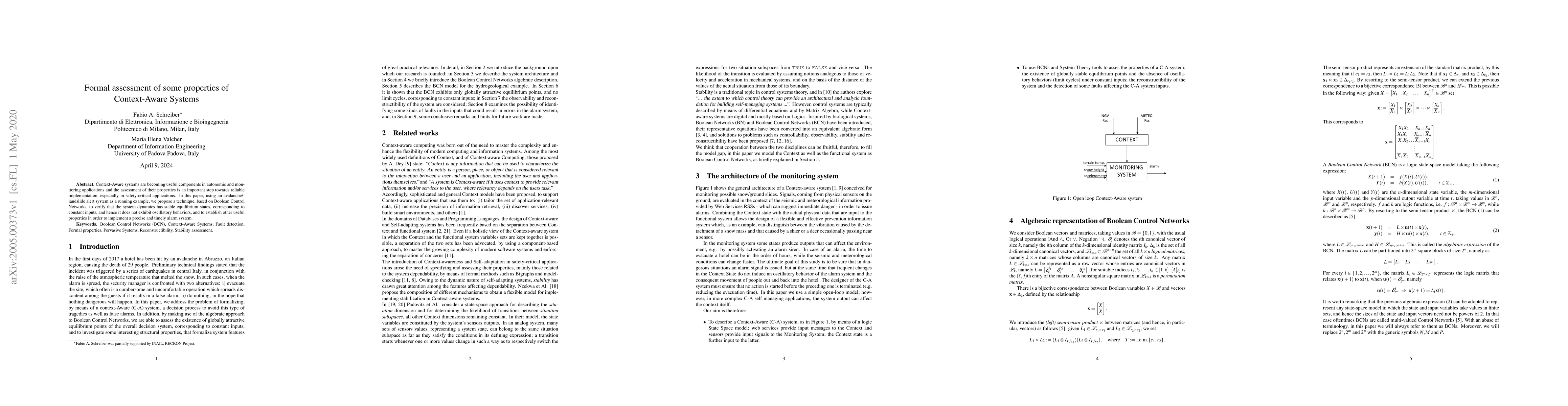 Thumbnail for Formal assessment of some properties of Context-Aware Systems