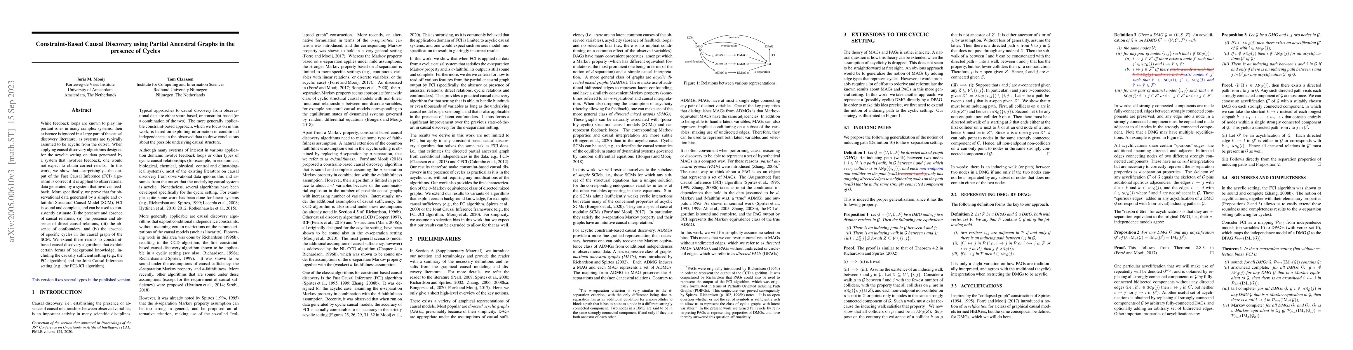 Thumbnail for Constraint-Based Causal Discovery using Partial Ancestral Graphs in the
  presence of Cycles