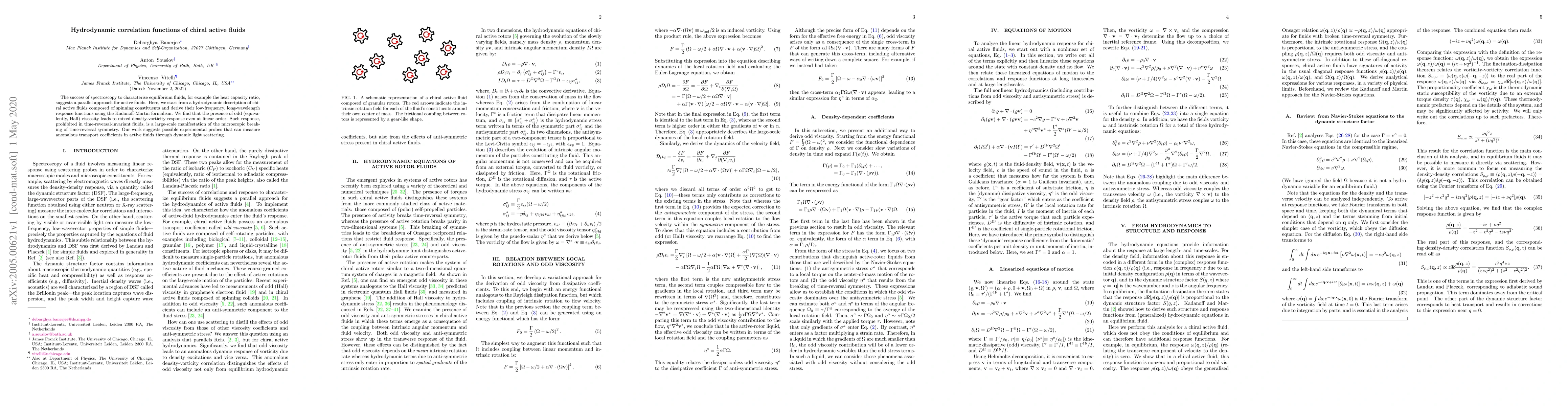 Thumbnail for Hydrodynamic correlation functions of chiral active fluids