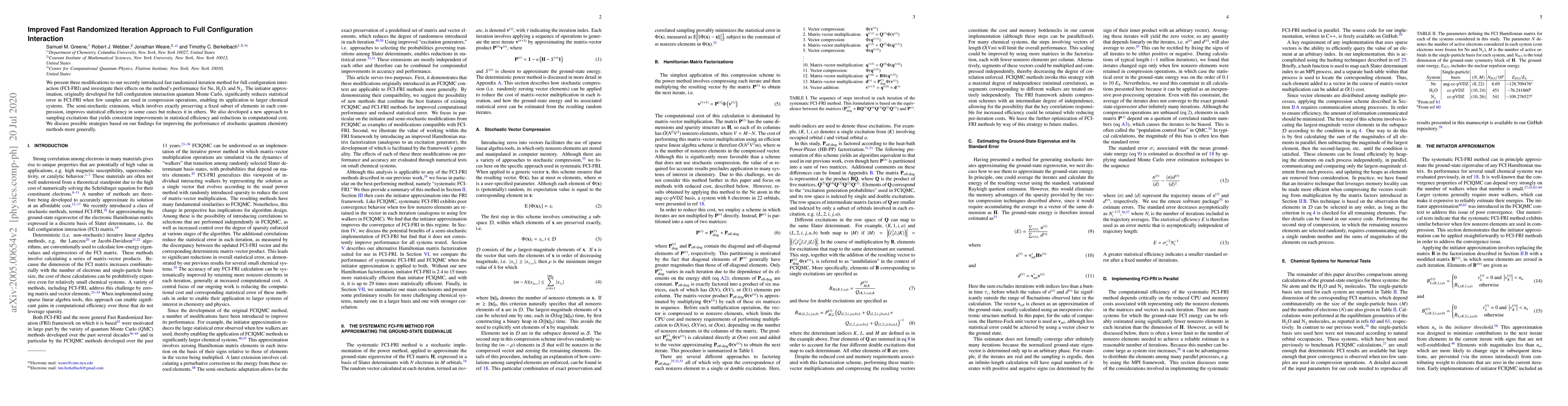 Thumbnail for Improved Fast Randomized Iteration Approach to Full Configuration
  Interaction