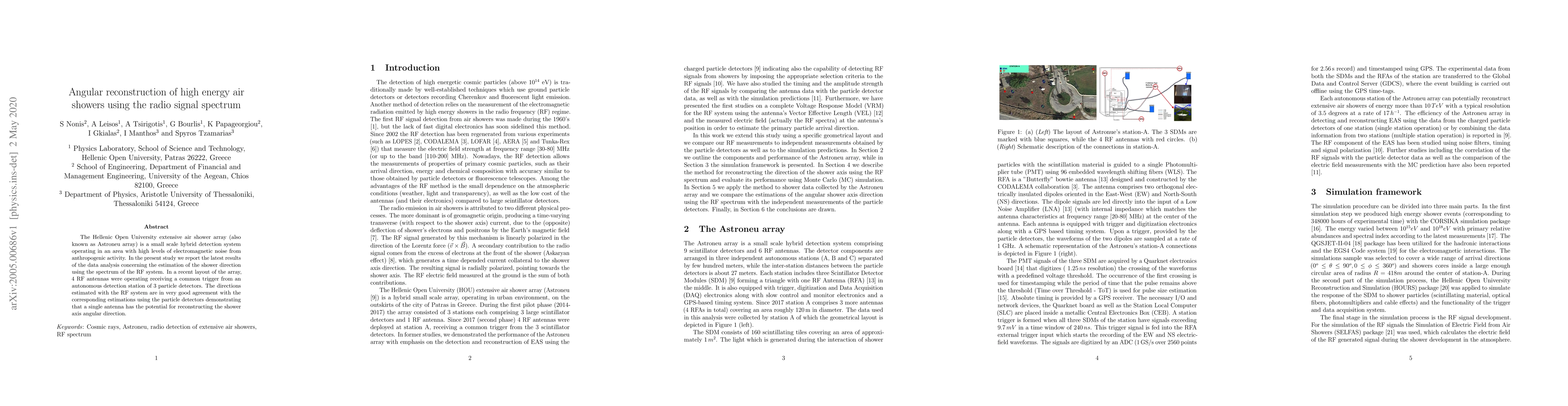 Thumbnail for Angular reconstruction of high energy air showers using the radio signal
  spectrum