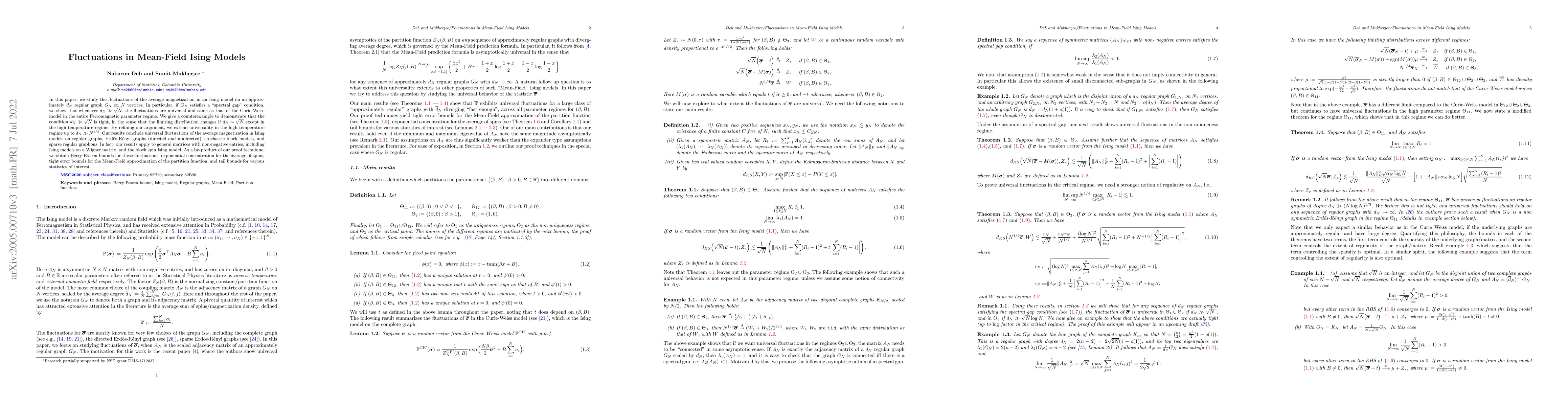 Thumbnail for Fluctuations in Mean-Field Ising models