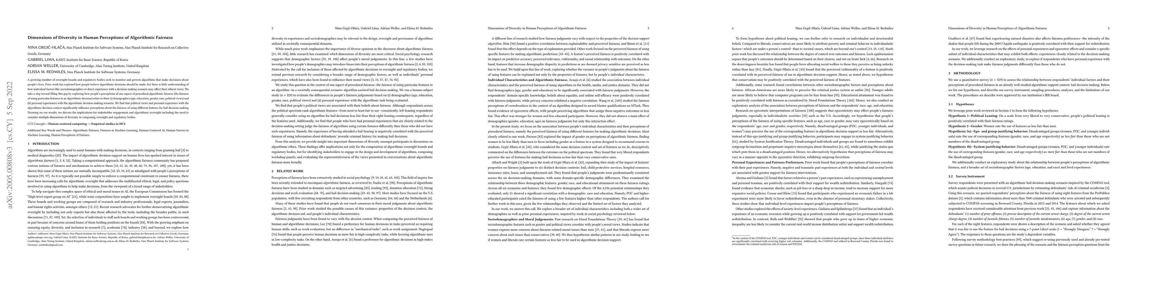 Thumbnail for Dimensions of Diversity in Human Perceptions of Algorithmic Fairness