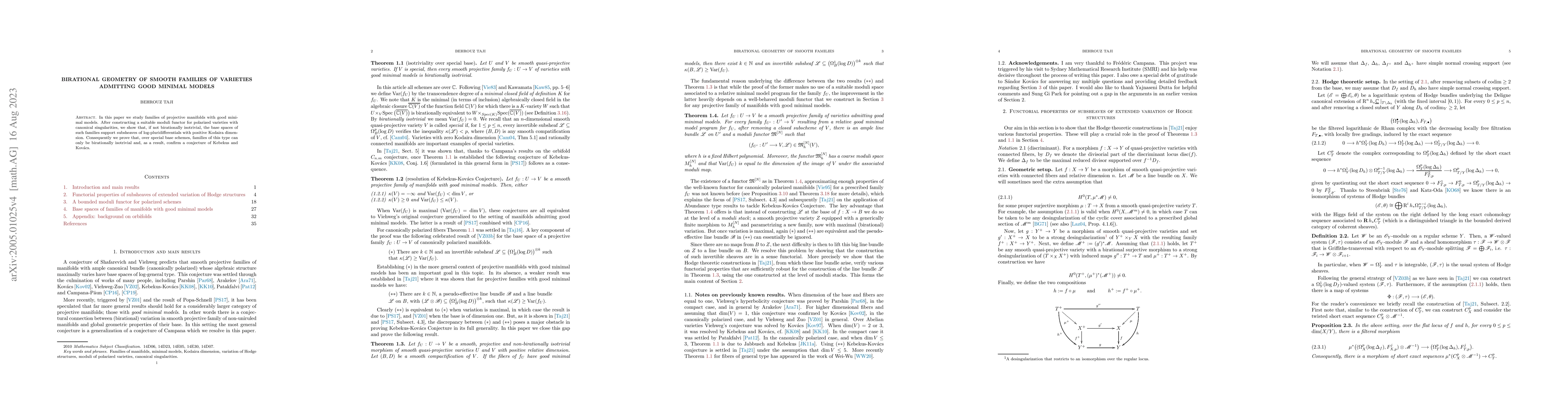 Thumbnail for Birational geometry of smooth families of varieties admitting good
  minimal models
