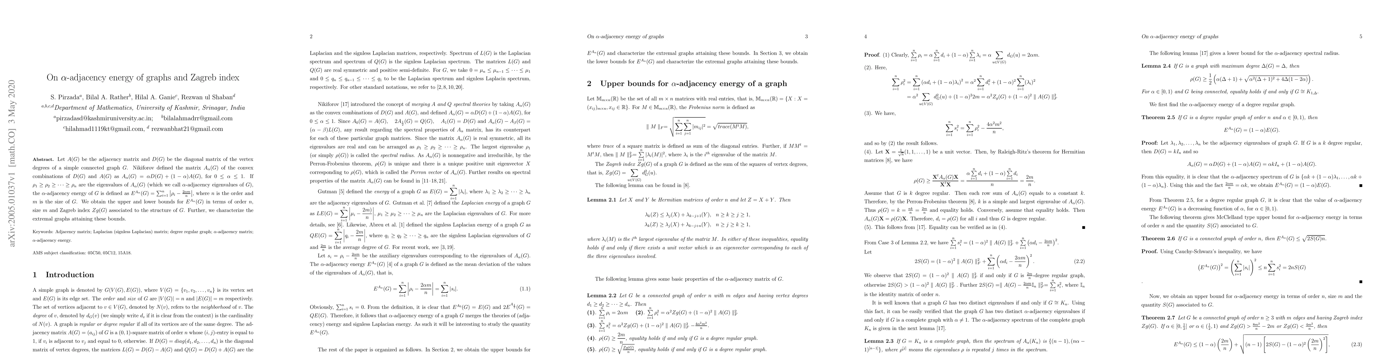 Thumbnail for On $\alpha$-adjacency energy of graphs and Zagreb index