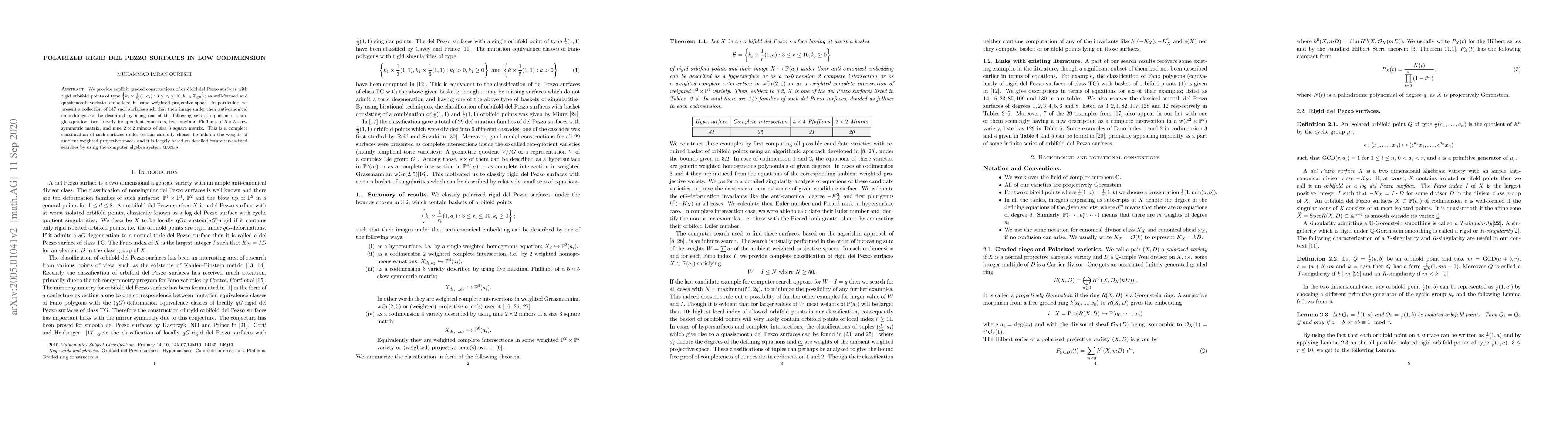 Thumbnail for Polarized rigid del Pezzo surfaces in low codimension