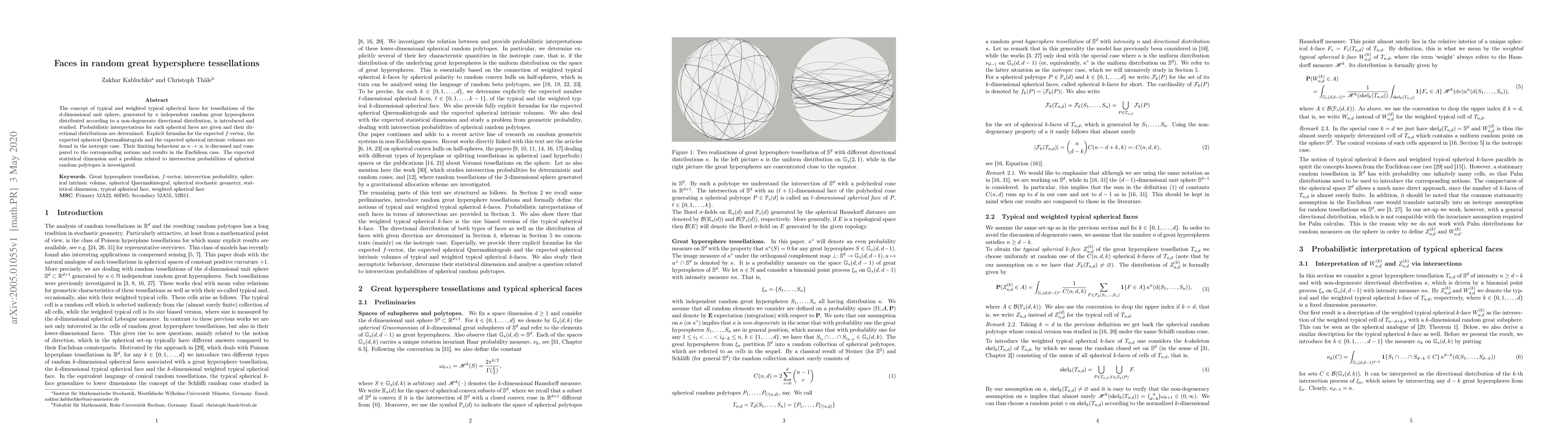 Thumbnail for Faces in random great hypersphere tessellations