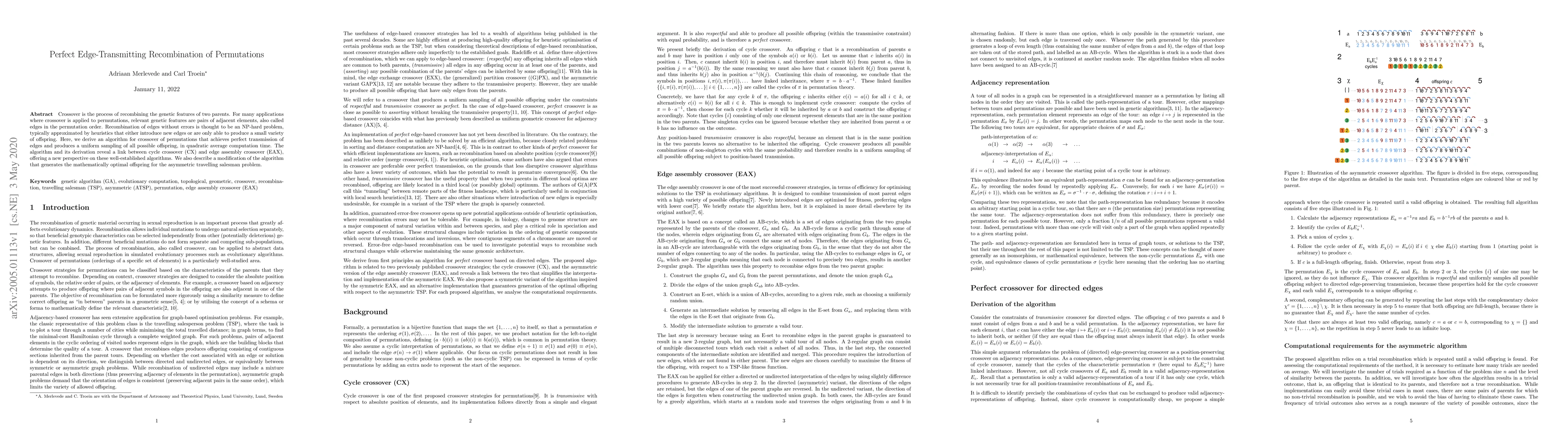 Thumbnail for Perfect Edge-Transmitting Recombination of Permutations