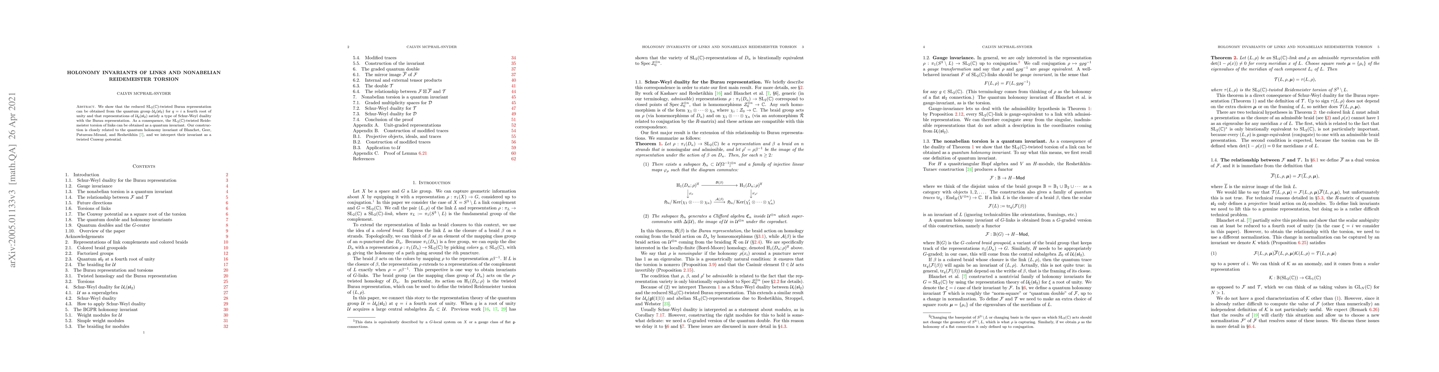 Thumbnail for Holonomy invariants of links and nonabelian Reidemeister torsion