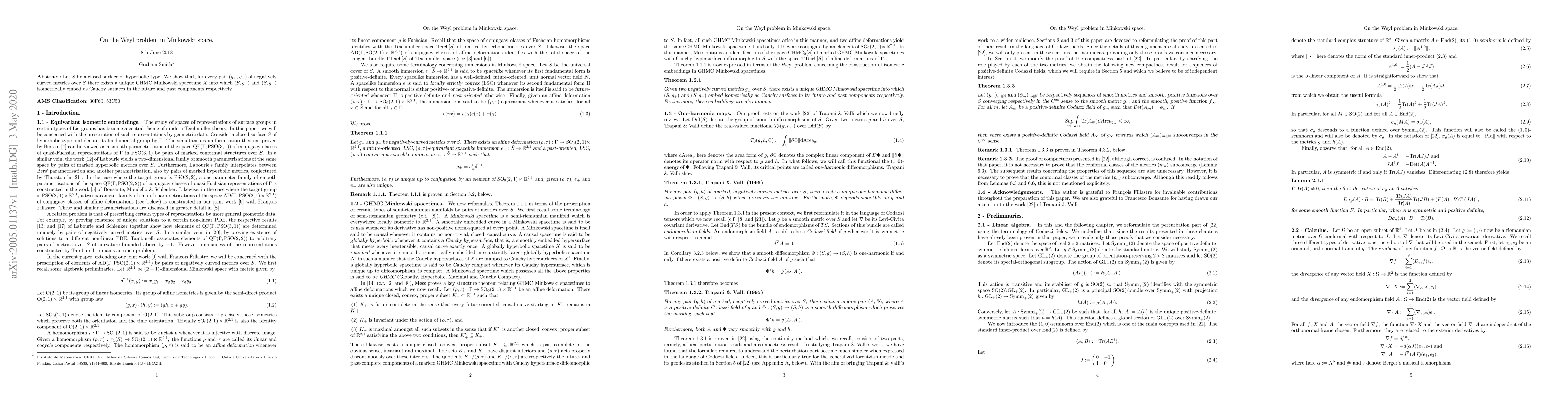 Thumbnail for On the Weyl problem in Minkowski space