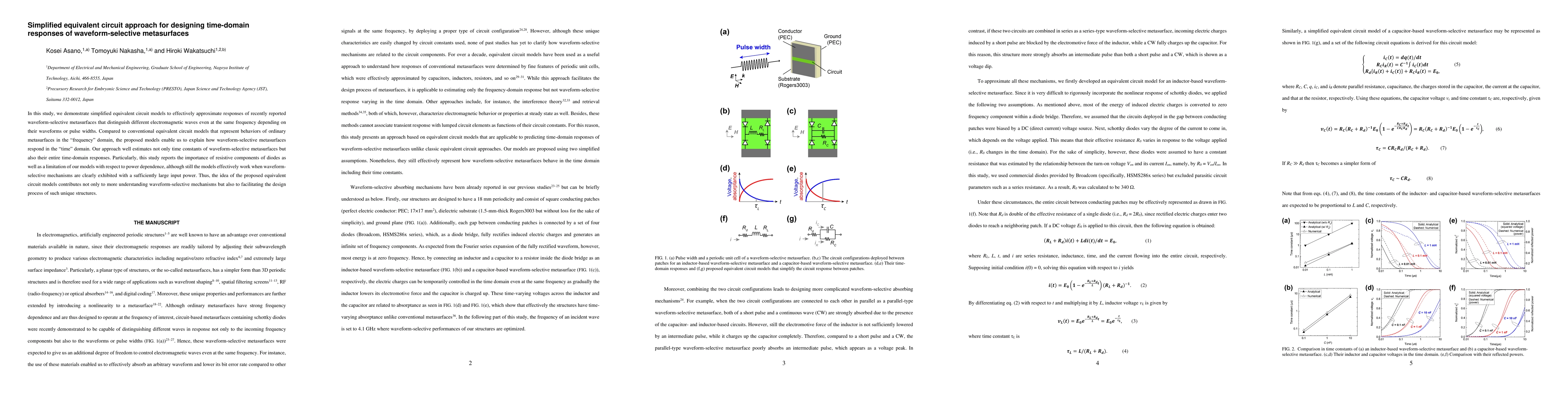Thumbnail for Simplified equivalent circuit approach for designing time-domain
  responses of waveform-selective metasurfaces