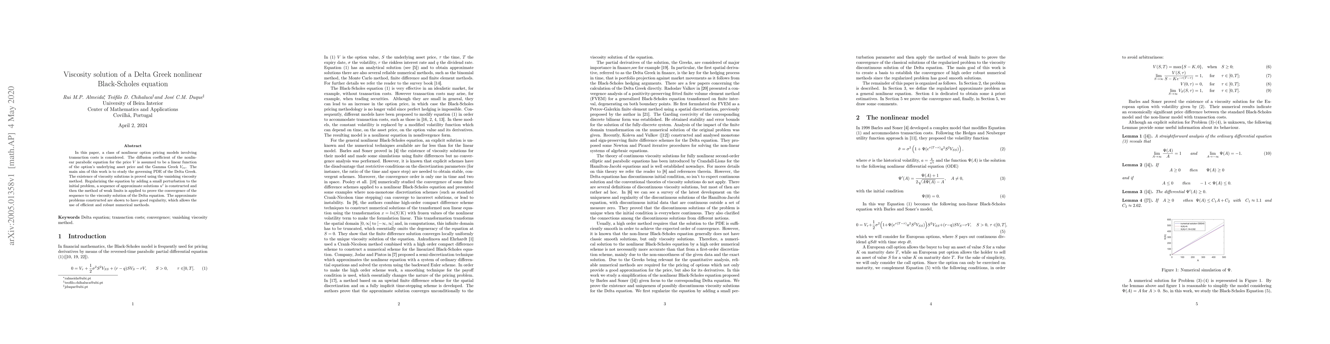 Thumbnail for Viscosity solution of a Delta Greek nonlinear Black-Scholes equation