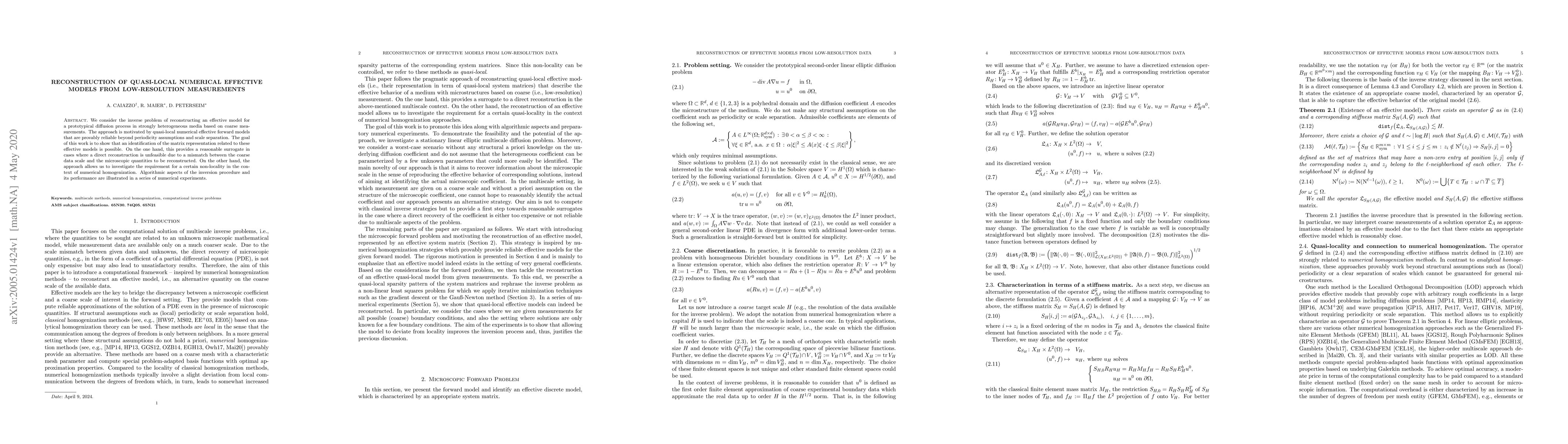 Thumbnail for Reconstruction of quasi-local numerical effective models from
  low-resolution measurements