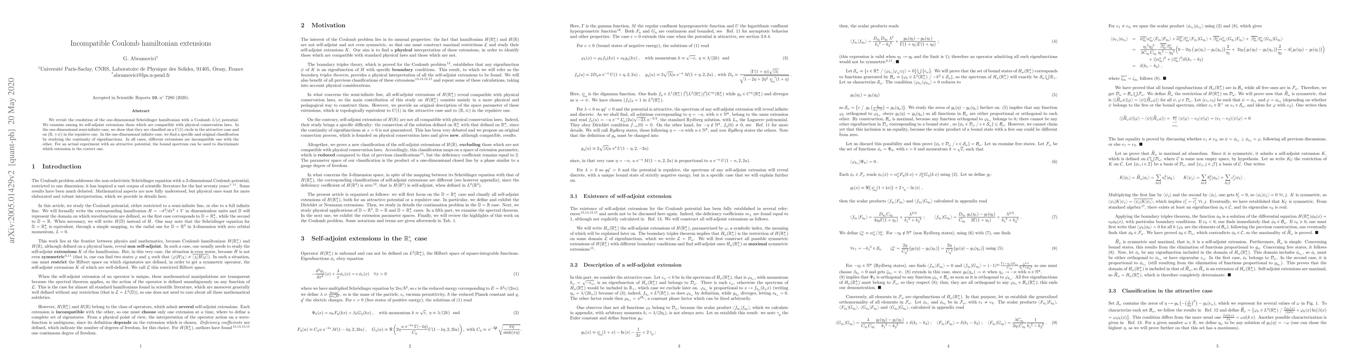 Thumbnail for Incompatible Coulomb hamiltonian extensions