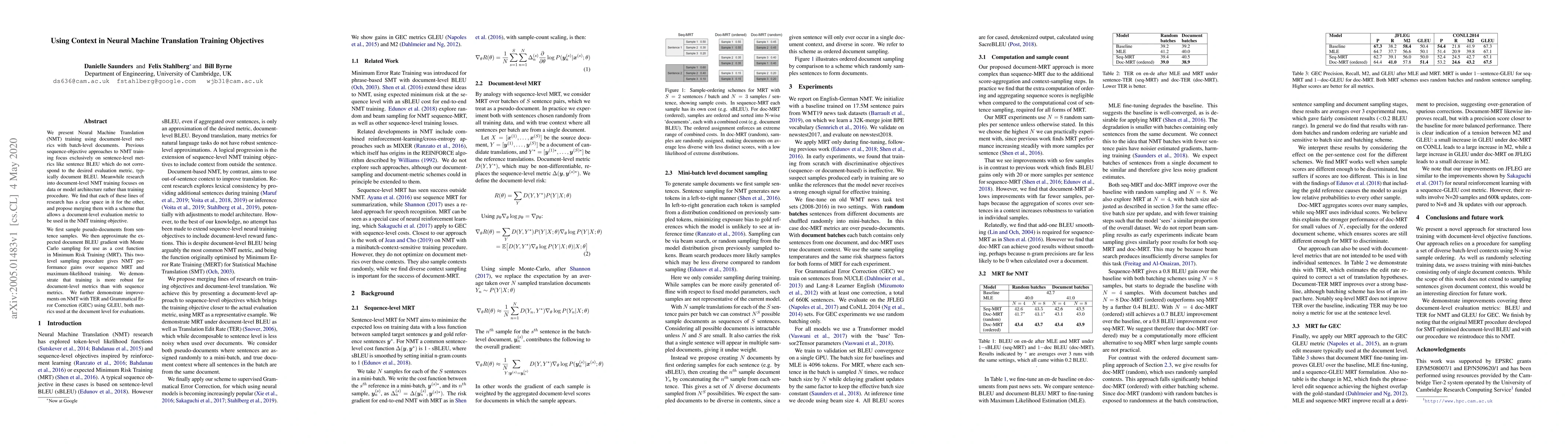 Thumbnail for Using Context in Neural Machine Translation Training Objectives