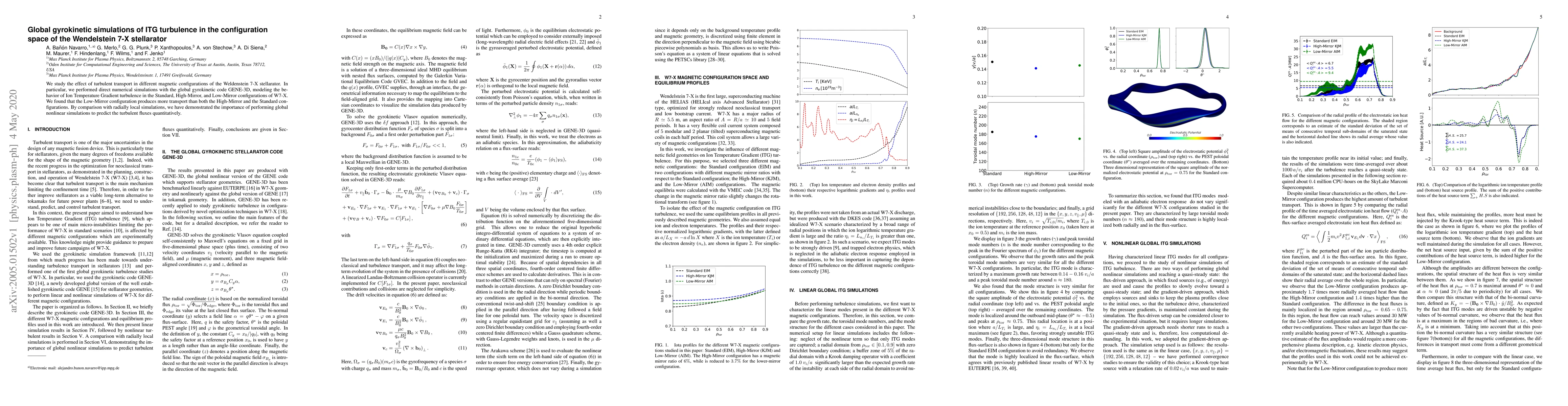 Thumbnail for Global gyrokinetic simulations of ITG turbulence in the configuration
  space of the Wendelstein 7-X stellarator