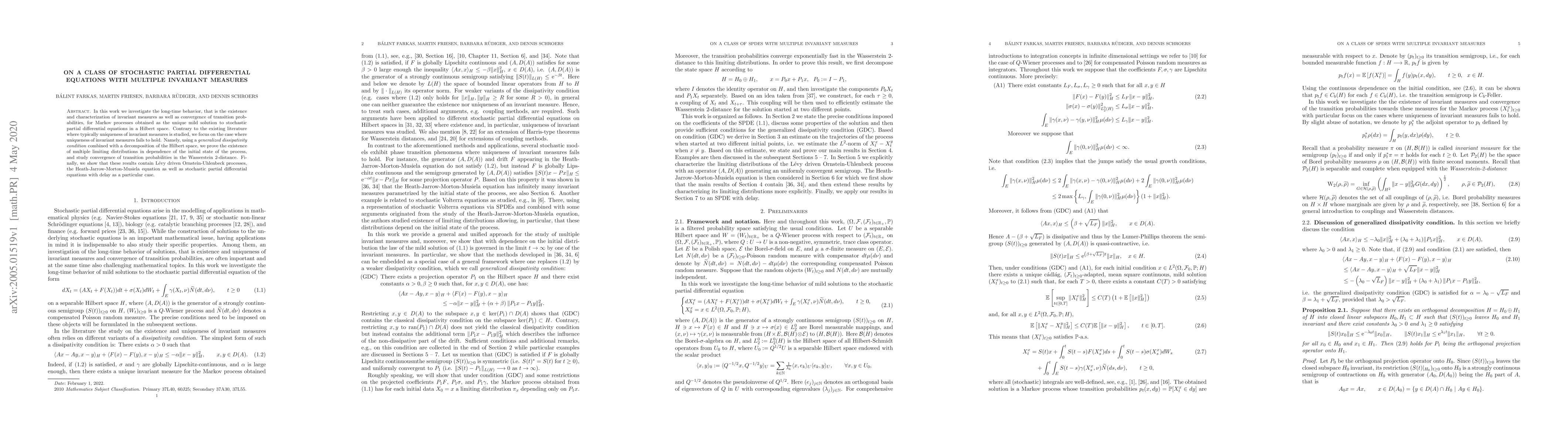 Thumbnail for On a class of stochastic partial differential equations with multiple
  invariant measures
