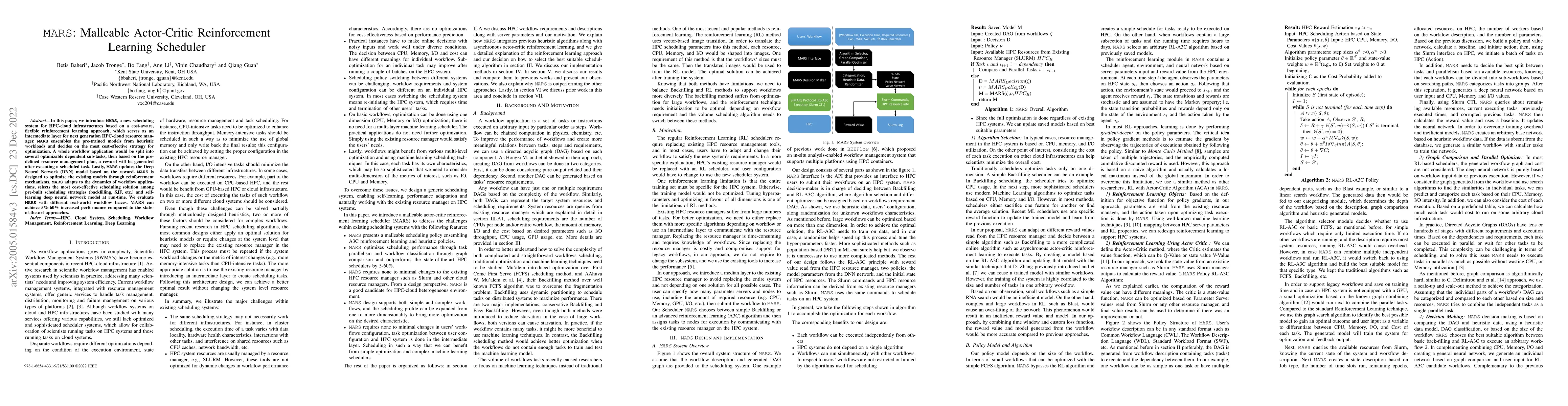 Thumbnail for MARS: Malleable Actor-Critic Reinforcement Learning Scheduler